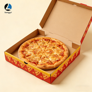 <span class=keywords><strong>Caja</strong></span> de Pizza Cuadrada, Cartón Corrugado Kraft con Recubrimiento UV en Relieve, Impresión Personalizada, Portátil, de Alta Gama para Servicio de Pizza para Llevar - Product Image 1