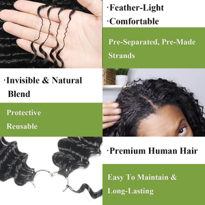 Cài đặt nhanh chóng knotless sâu sóng Crochet Bím Tóc Trinh Nữ Việt Nam mở rộng con người máy đôi sợi ngang pre-looped tự nhiên - Product Image 4