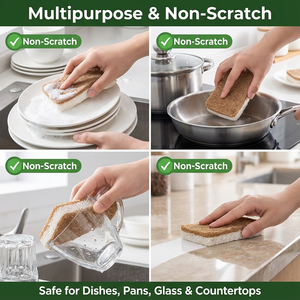 Esponja Biodegradable Antiarañazos, Esponja de Limpieza de Cerámica Compostable de Fibra de Coco y Celulosa - Product Image 4