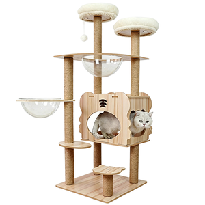<span class=keywords><strong>Arbre</strong></span> à <span class=keywords><strong>chat</strong></span> en bois massif avec structure d'escalade, panier tissé, capsule spatiale et villa pour <span class=keywords><strong>chat</strong></span> multifonctionnelle - Design <span class=keywords><strong>simple</strong></span>, toutes saisons - Product Image 5