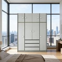 Lemari Pakaian Modular Kombinasi Mewah Melamin Desain Modern Berkualitas Tinggi dengan Bingkai Emas, Laris Manis