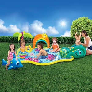 Alfombra de Juego Acuática Inflable con Animales Marinos para Niños, con Tobogán y Aspersor, Juguete para Piscina al Aire Libre para Niños Pequeños - Product Image 2