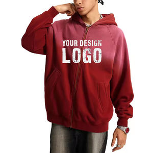 Sweat-shirt à capuche pour homme, décontracté, couleur dégradée, fermeture éclair intégrale, nouveau design, épaules tombantes, vintage, lavé, zippé, ample - Product Image 4