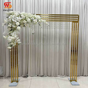 LEDA Wedding Stage Decorative <b>Backdrop</b> Classic Gold Square <b>Backdrop</b> Stand Stainless Steel Hanging Flower Arch - Product Image 2