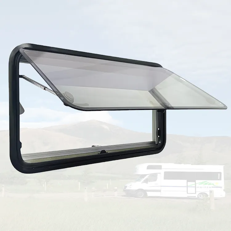 Nouvelle arrivée RV fenêtre 900*900mm fenêtre de caravane à charnière supérieure fenêtre de camping-car à poussée externe pour camping-car