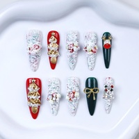 Uñas Postizas Acrílicas de Lujo Estilo Francés con Certificación CE, Hechas a Mano, Reutilizables, Uñas Artificiales