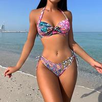 Bikini de Dos Piezas Estampado 2026, Bikini Sexy con Copa Dura y Estilo Juvenil
