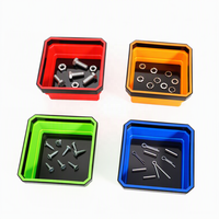Bac de rangement magnétique pliable en silicone carré de 4,5 pouces pour vis, écrous, rondelles, broches et autres pièces