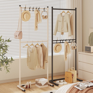 Double Layer Floor <b>Standing</b> Clothes Rack Rectangle Mobile Clothing Organizer For Bedroom Dormitory Storage - Product Image 1
