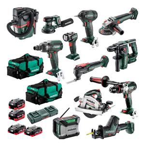 Kit d'accessoires sans fil Li-ion 18V 4.0Ah / 5.5Ah sans balais Metabos MET18MX12LB4HD455GT 12 pièces OEM léger avec garantie de 3 ans - Product Image 1