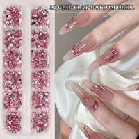 Lot de 12 mini strass en résine irréguliers à fond plat pour nail art et décoration d'ongles portables