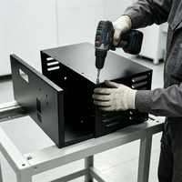 Boîtier d'équipement en acier laminé à froid de précision noir mat avec aérations à persiennes et découpe pour affichage, pour boîtes de commande, certifié ISO 9001