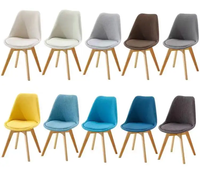 Chaise de salon moderne rembourrée en tissu, chaise de salle à manger avec pieds en bois, siège de loisirs sans accoudoirs pour salle à manger ou bureau