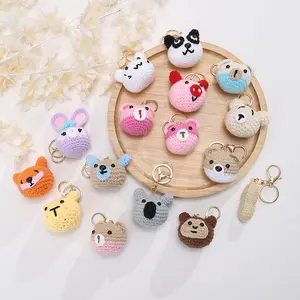 New Fashion Cute Animal Keychains Sweet Knitted Gifts Keyrings Handmaking Weaved Cute Present For Car Accessories