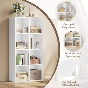 Bookcase, White Book <strong>Shelf</strong> 8 Storage Cubes <strong>Unit</strong>, Freestanding Bookcases for Living Room,Bedroom - Product Image 5