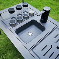 Table pliante en alliage d'aluminium pour camping en plein air, unité IGT, plateau à thé, distributeur d'eau, évier, planche à découper, mobilier d'extérieur spécial
