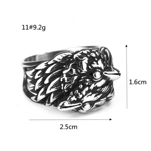 Viking Double Ravens Men's Stainless Steel <b>Ring</b> Animal Shape Hip Hop Style Gift Jewelry - Product Image 5