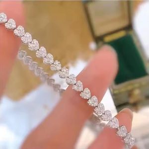 Bracelet tennis en or blanc 18 carats personnalisé Xinfly, bijoux fins, forme de cœur, diamant naturel 3,3 carats, charme tendance pour cadeau de mariage - Product Image 1