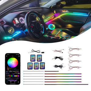 תאורת אווירה לרכב סימפוניה תאורת פנים סנכרון מוזיקה שליטה דרך אפליקציה אוניברסלית יוקרתית 64 צבעים תאורת מצב רוח 12V 3-5W LED - Product Image 6