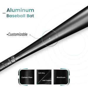 Mazze da Baseball Verinno in Alluminio da 2,62 Pollici per Professionisti/Allenamento - Alte Prestazioni, Durevoli, Leggere, Nere, Logo Personalizzabile - Product Image 2