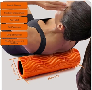 Rouleau de massage en mousse haute densité pour le dos, pour la relaxation des tissus profonds, le massage musculaire, le fitness, le yoga et le Pilates, ciblant les points myofasciaux - Product Image 2