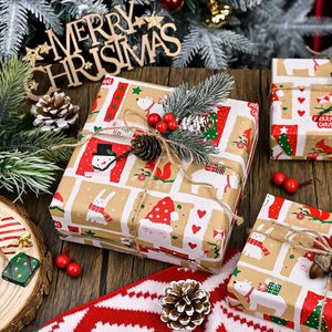 Kraft Christmas Wrapping <b>Paper</b> Roll 17 In X 33 Ft Santa Snowman Pattern Recyclable <b>Paper</b> Packaging - Product Image 4