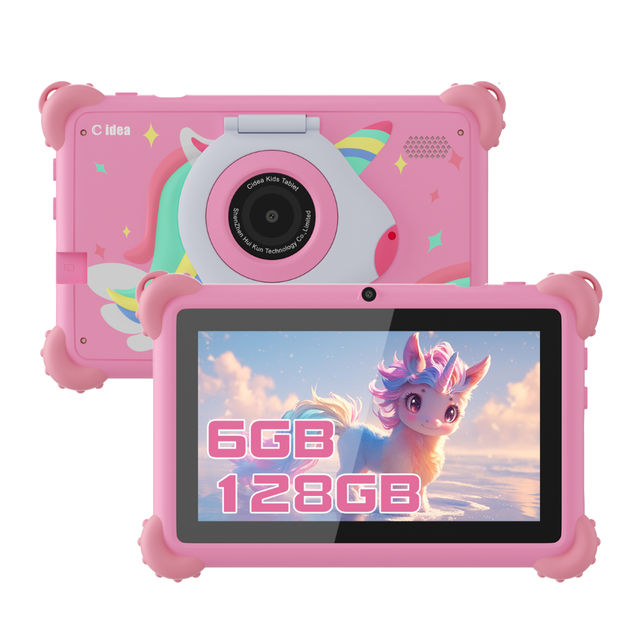 C Idea Kids Tablet TF512GB 7 Inches IPS Screen Android Tablet Education Dual Camera WiFi Used Pink Case Directly Supplied China