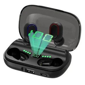 निजी लेबल JS2 एलईडी TWS Headphones में कान इयरफ़ोन निविड़ अंधकार वायरलेस Earbuds के साथ पावर बैंक