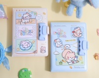 Carnet de notes avec serrure à code 36K, motif chaton mignon, couverture en simili cuir avec dorure à chaud, intérieur coloré, journal secret pour enfants