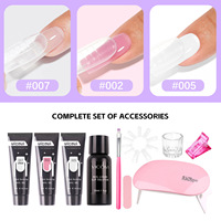 Gel d'extension poly transparent rose nude 15ml, outils complets d'extension d'ongles avec mini lampe UV pliable, kit de manucure DIY