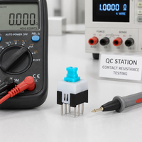 Interrupteur à bouton-poussoir en plastique KAN-W7 à verrouillage, 0,3A 50VDC SPST, 6 broches, montage sur circuit imprimé plat, IP40, pour l'électronique grand public et l'équipement audio