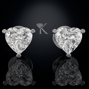 Heart Shape 0.50-5.00 Ct Lab Grown Diamond Filled Earrings with 3 Prong Setting 14K Solid Gold Secure Screw Backs Luxury - Product Image 3