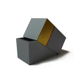 Gray Gold Luxury Rigid Paperboard Paper Gift Box Lid Base Design Mini Paper Package Box