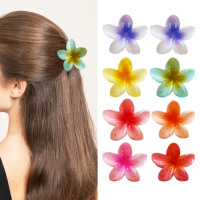 Pinzas para el Cabello con Flores de Plumeria en Degradado de 6 cm |   Pinzas de Pelo de Plástico Coloridas con Forma de Tiburón, Accesorios para el Cabello de Verano para Mujer