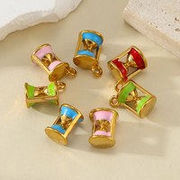 Breloques en acier inoxydable plaqué or 18 carats émaillées, en forme de sablier, de haute qualité, mignonnes, délicates et tendance, accessoires de bijoux