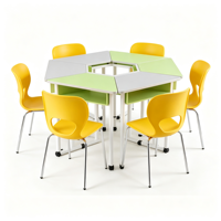 Chaise d'école empilable FDP 12 pouces, dossier solide, design ergonomique, pieds en acier chromé, patins à billes - Pack de 6 assortis pour salle de classe et maison