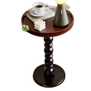 Mesa Auxiliar Redonda de Madera Maciza, Estilo Vintage, Mesa de Esquina para Sala de Estar, Acabado con Pintura Horneada - Product Image 5