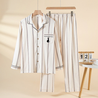 Pyjama de couple en coton pur confortable à manches longues pour homme et femme, vêtements décontractés pour la maison
