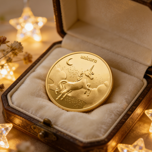 Moneda Conmemorativa Grabada con Unicornio, Aleación de Zinc de Alta Calidad, Baño de Oro Pulido, Revestimiento Resistente a la Decoloración, Borde Dentado Decorativo - Product Image 2