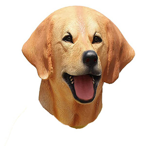 Masque de chien <span class=keywords><strong>Labrador</strong></span> Akita jaune, couvre-chef Halloween, masque intégral en latex réaliste, thème Alien vs Predator, effrayant - Product Image 1