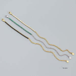 Delicato <span class=keywords><strong>sottile</strong></span> <span class=keywords><strong>oro</strong></span> 18 carati 925 catena in argento sterling mezzo zircone catena da tennis mezza graffetta <span class=keywords><strong>bracciale</strong></span> a catena - Product Image 5