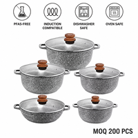 Lot de 10 ustensiles de cuisine en céramique de neige en aluminium moulé sous pression à induction avec pot à soupe de 20/24/28/32cm et pot à soupe peu profond de 28cm pour la cuisson