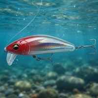 Leurre de pêche Red Silver Minnow, appât dur coulant avec hameçons triples pour la pêche en eau douce et en eau salée