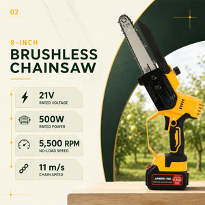 Mini tronçonneuse sans fil de 8 pouces, tronçonneuse électrique à batterie 21V pour la coupe des arbres, la coupe des branches, le jardinage - Product Image 3