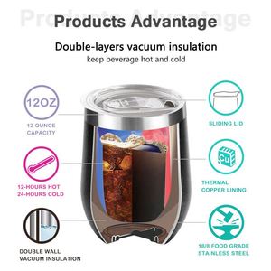 Design Custom Logo Stainless Steel Insulated Eco-Friendly 12oz Egg Shaped Thermos Cup for Business <b>Gifts</b> Manufacturer Supply - Product Image 2