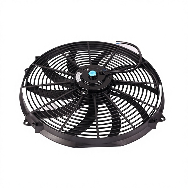 16" Universal Auto Slim Radiator Fan Cooling System 12V Curved Blade Black Radiator Cooling Fan