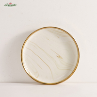 LOMATO LM-CCCP Offre Spéciale – Services de Table Nordiques à Bord Doré – Assiettes Blanches en Porcelaine Émaillée Écologiques et Durables – Anti-fuite