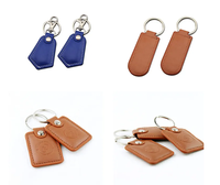 Porte-clés en cuir PU personnalisé avec mini-étiquette NFC 13,56 MHz, carte intelligente RFID NFC 213