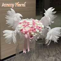 AM-PFE166 Ammy Angel's Wings Ge conserveerde Rozen Bloem Geschenkdoos Eeuwige Roos Ornament Valentijnsdag Bruiloft Cadeaus Decoratie