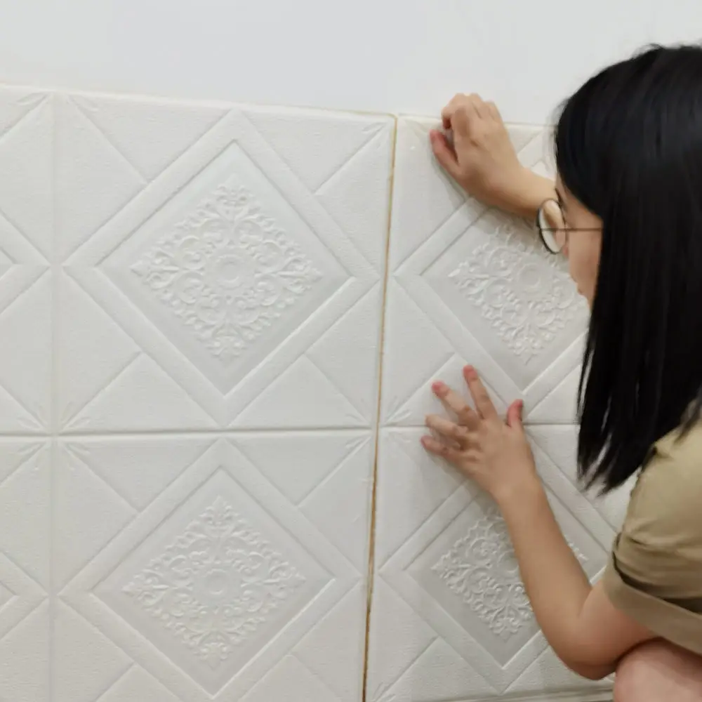 GF sıcak satış özel tasarım kendinden yapışkanlı ev dekor kapalı dekorasyon pe 3d köpük tuğla duvar sticker
